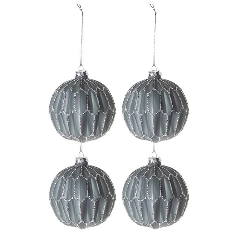 Set 4 Globuri pentru brad 11x10x10 cm 2