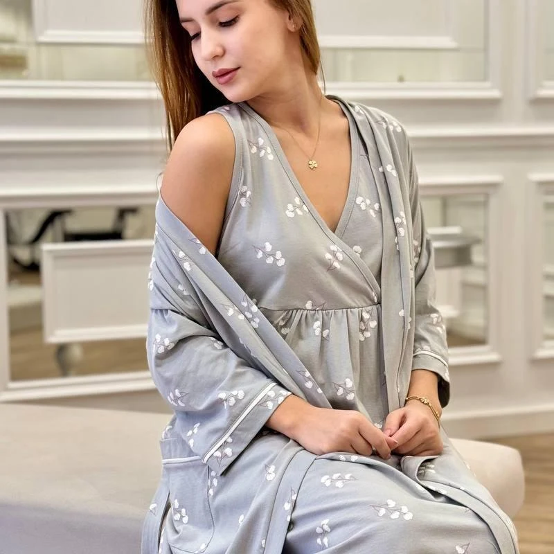 Set Dame (halat cu camasa de noapte) (S-2XL) 3