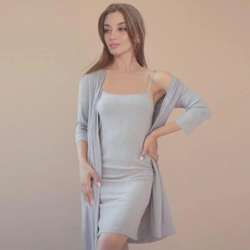 Set Dame (halat cu camasa de noapte) (S-2XL)