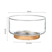Fructiera sticla+lemn 23 cm