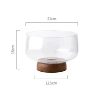 Fructiera sticla+lemn 21 cm