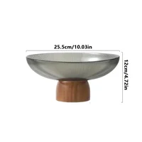 Fructiera sticla+lemn 26 cm
