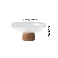 Fructiera sticla+lemn 26 cm