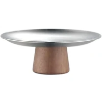 Platou pe picior inox+lemn 23 cm