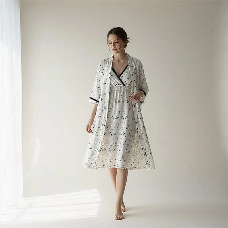 Set Dame (halat cu camasa de noapte) (S-2XL) 9