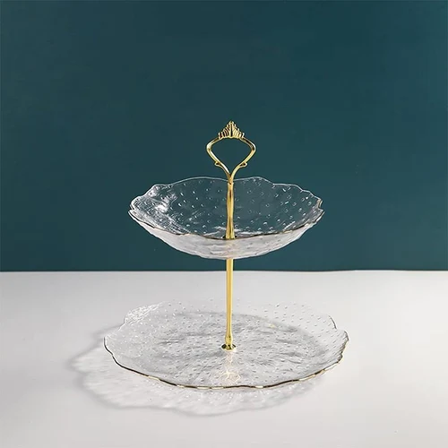 Fructiera etajata 2 nivele sticla transparenta (20x26)