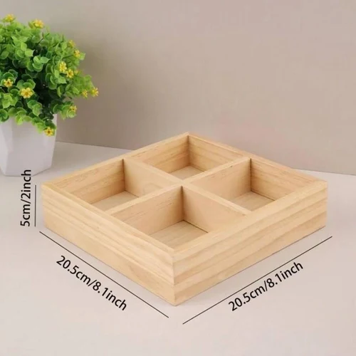 Бамбуковое сервировочное блюдо 4 отсека (20.5x20.5x5)