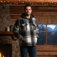 Camasa Barbati cu blana,gluga,fermuar (XL-5XL) 2