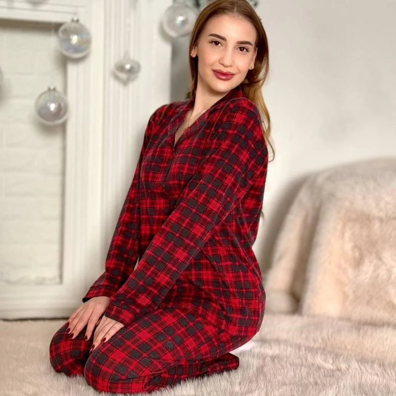 Pijama Dame (camasa m.lunga cu pantaloni) (S-2XL) 4
