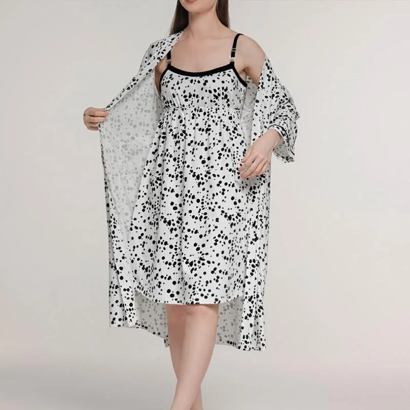 Set Dame (halat cu camasa de noapte) (S-2XL) 2