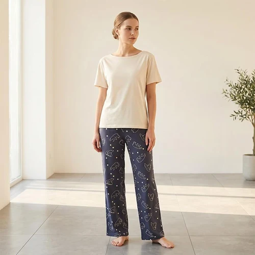 Pijama Dame (tricou cu pantaloni) (S-2XL)