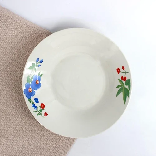Farfurie de supa  fl albastru cu rosu 19.5 cm/72